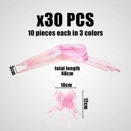 BEIBXHQQ 30 Pieces of Ribbon Bows, Wedding Car Ribbons, Gift Wrapping Ribbons, Gift Basket Bows, Perfect for Weddings, Christmas (Pink, White, Transparent)