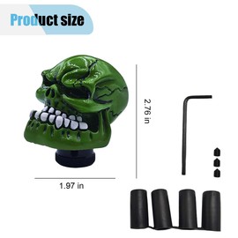 LAINLOY Skull Car Gear Shift Knob, Big Tooth Skull Stick Shifter, Car Transmissions Shifting Lever Handle Compatible with Most Automatic Manual Truck Car SUV (Green)
