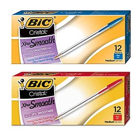 Cristal Xtra Smooth Ball Pen Medium Point Blue & Red Ink 12 Per Box (MS11)