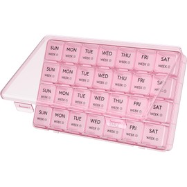Lifewit Monthly Pill Organiser, 28 Day Tablet Pill Box, Pink, 1 Pack