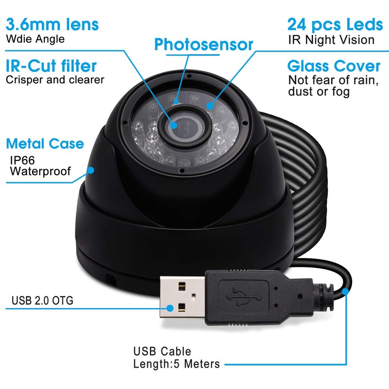 Svpro Waterproof USB Camera 1080P Night Vision infrared Camera High