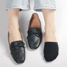 Toe Topper Socks No Show Liner Half Socks for Women Seamless Grip Non Slip Socks Hidden Toe Covers Socks for Mule Invisible Footies 4 Pairs Black