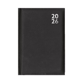 2026 A4 Diary Week Day Per Page - Black Appointment Book Hourly Slots - Faux Leather Business Daily Planner Organiser - Office Desk Home