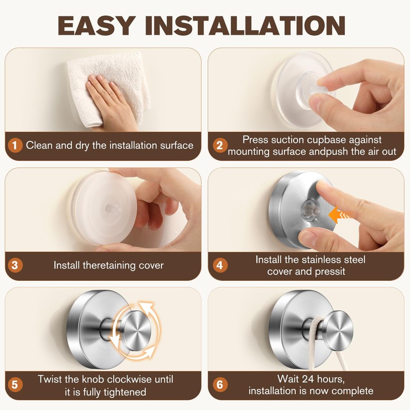 2 Pack Suction Cup Hooks for Shower Stainless Steel, Suction