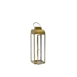 Serene Spaces Living Large Square Gold Lantern, Ideal for Wedding Reception, Event, Patio, Garden, Home, Sold Individually, Measures 9.5" Tall and 3 " Diameter