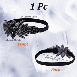 AHANDMAKER Flower Rhinestone Headpiece, Elegant 1920s Flapper Headpiece, 20's Theme Party Carnival Set Rhinestone Headband for Women Wedding Prom Costume Tea Party, Black