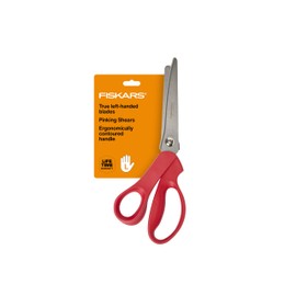 Fiskars 8” Premier Left-Handed Pinking Shears, Precision Stainless Steel Blades for Zigzag Cutting, Ergonomic Handle for Comfort