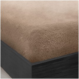 GC GAVENO CAVAILIA Teddy Fleece Plain King Size Fitted Sheets, Thermal Warm Sherpa Plush Soft Fluffy Cuddly Fitted Sheets King Size, Mink