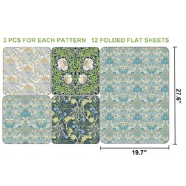 Sikiweiter William Morris Vintage Floral Wrapping Paper for Women Men, 12 Sheets Botanical Wrapping Paper for Birthday Wedding Christmas, 19.7 x 27.6 Inches