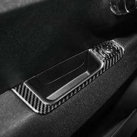 KUNGKIC For Fiat 500 2008-2023 Abarth 595/595C 2012-2023 695 2017-2023 Interior Door Car Control Panel Window Glass Lifting Switch Console Cover Carbon Fibre Indoor Accessories Gift (Black)