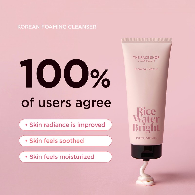 THE FACE SHOP Rice Water Bright Foaming Cleanser 150ml, gentle