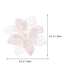 TOYANDONA 12pcs Glitter Poinsettia Christmas Artificial Flowers Christmas Tree Floral Ornaments Decorations Xmas Tree Pendant Christmas Wreath Filler (White)