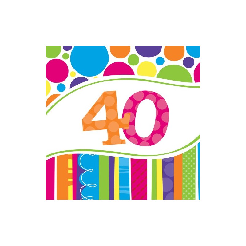 Creative Converting 18 Count Bright and Bold 40th Birthday Lunch