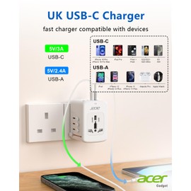 Eco Universal Travel Adapter Acer - Wheat Straw, Natural