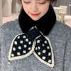 Women's Faux Fur Ribbon Winter Scarf Scarf Black