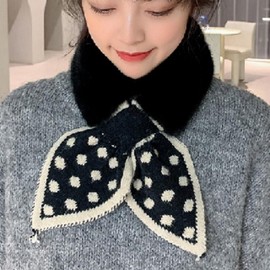 Women's Faux Fur Ribbon Winter Scarf Scarf Black