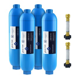 GLACIER FRESH RV/Marine Water Filter with 2 Flexible Hose Protector, Greatly Reduces Bad Taste, Odors, Chlorine and Sediment in Drinking Water, 4 Pack