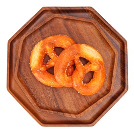 Geytetqi 2 Pack Octagon Wood Serving Tray- 2 Size Acacia Wooden Charcuterie Tray, Decorative Wooden Tray - Ideal for Serving Platters for Party, Large Food, Octagon Dessert Wood Plates Tray