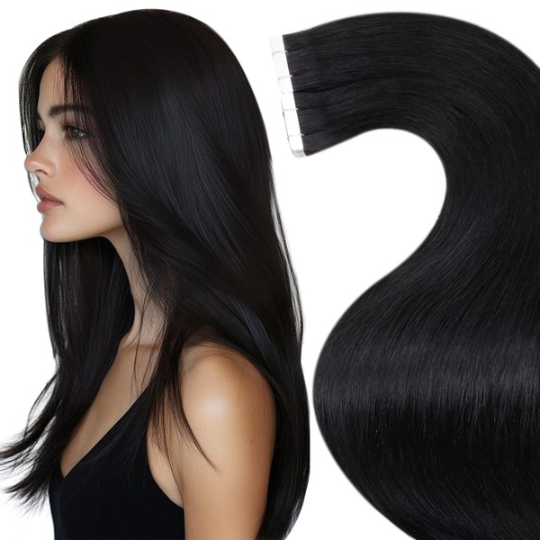 Hetto Tape in Extensions Human Hair Jet Black Tape in