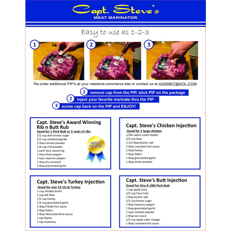 DR. ORGANIZER Capt Steve's Meat Marinator Kit, one size, white