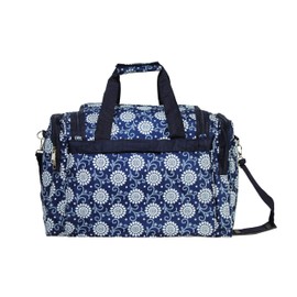 World Traveler 16-inch Travel Duffel Bag-Navy Vines Floral, One Size