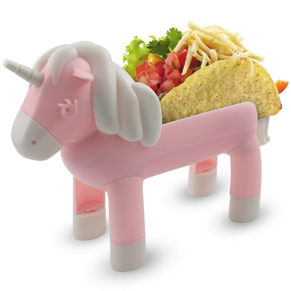 Unicorn Taco Holder Kids Plate Animal Food Holder, Cute Pink Novelty Taco Stand Holds 2 Taco Shells, Funny Taco Accessories for Fun Taco Tuesday Party