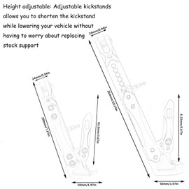 Adsspro Universal CNC Aluminum Alloy High Quality Motorcycle Adjustable Kickstand Accessories Motor Scooter Modified Tripod Holder Kickstand Foot Side Support Stand Motor Motorbike Dit Pit Bike