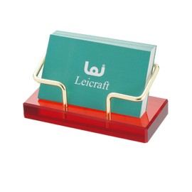 Leicraft Business Card Holder for Desk, Modern Card Organizers and Office Desk Accessories for Men and Women (Red & Golden)