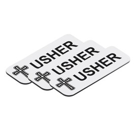 Signs ByLITA Usher 1 x 3" Name Tag/Badge, Cross Design (3 Pack) - White