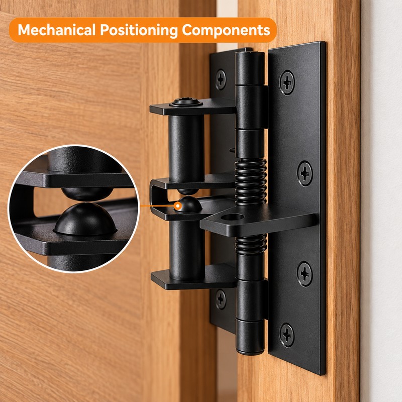Black Spring-Loaded Door Hinge for Door Hardware Replacement – 4-Inch