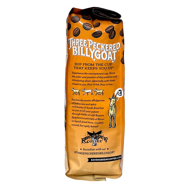 Ravens Brew Whole Bean 3 Peckered Billy Goat Blend,Dark Roast