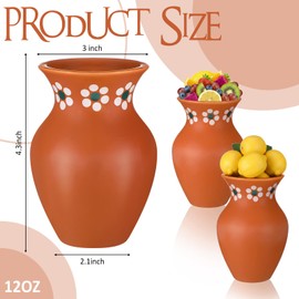 Maxdot 6 Pcs 12 oz Cantaritos De Barro Mexicanos Shooters Pottery Mexican Clay Drinking Cups Mexican Pottery Vases with Flower Print for Margaritas Tequila Mojitos Cocktail