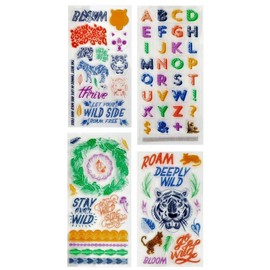 Craft Smart Bloom Wild Thing 76 pc Clear Stamps 4 Sheets Borders Alphabet Sayings Lion Tiger Bear Zebra Zoo