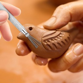 2PCS Pottery Needle Tool Clay Needle Tools Wire Feather Texture Tool Detail Texturing Modeling Tools Pottery Scoring Tool Needle Tools for Clay Ceramics Tools for Clay Pottery Sculpting