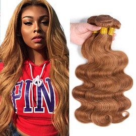 Color #30 Bundle Light Brown Body Wave Human Hair Bundles Peruvian Color #30 Body Wave Bundles Human Hair Extensions 18 20 22 Inch Brown Bundle