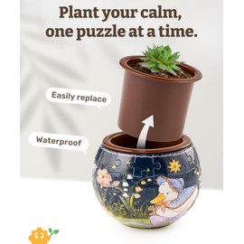 PieceRelax 3D Puzzle Planter 80 Pieces - The Dreamy Duck, Home Decor Flower Pots for Indoor Cactus, Succulents Pots [K1128]