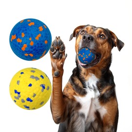 Lepawit Dog Balls for Aggressive Chewers, Tennis Balls Dog Toys, Bouncy Indestructible Teething Chew Dog Ball for Small Medium Large Dogs, Floating Dog Balls for Water Fetch - 2 Balls