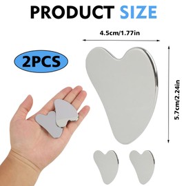 Stainless Steel Gua Sha Facial Tool, Silver, Durable Metal Guasha Scraper for Face, Neck, Body, Lymphatic Drainage & Puffiness Reduction, Heart-Shaped Gift for Women & Men