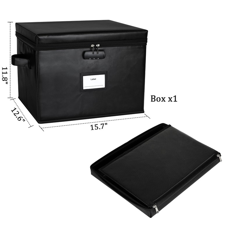 File Box Fireproof Document Box with Lock, Document Safe File