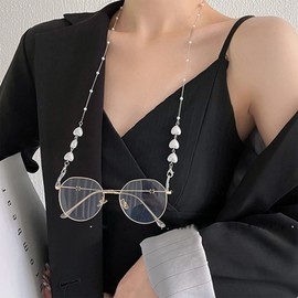 Sttiafay Beads Eyeglasses Chain for Women Heart Pearl Mask Glasses Strap Sunglass Retainer Cord Eyewear Lanyard Gifts for Her
