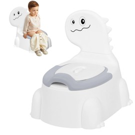 Potty Seat potty Training Chair Baby Toddler Boys Girls Toddler Dinosaur Potty Comfortable children 1-6 years old Baby toilet Toddler Animal potty seat with lid back potty trainer (ash gray)