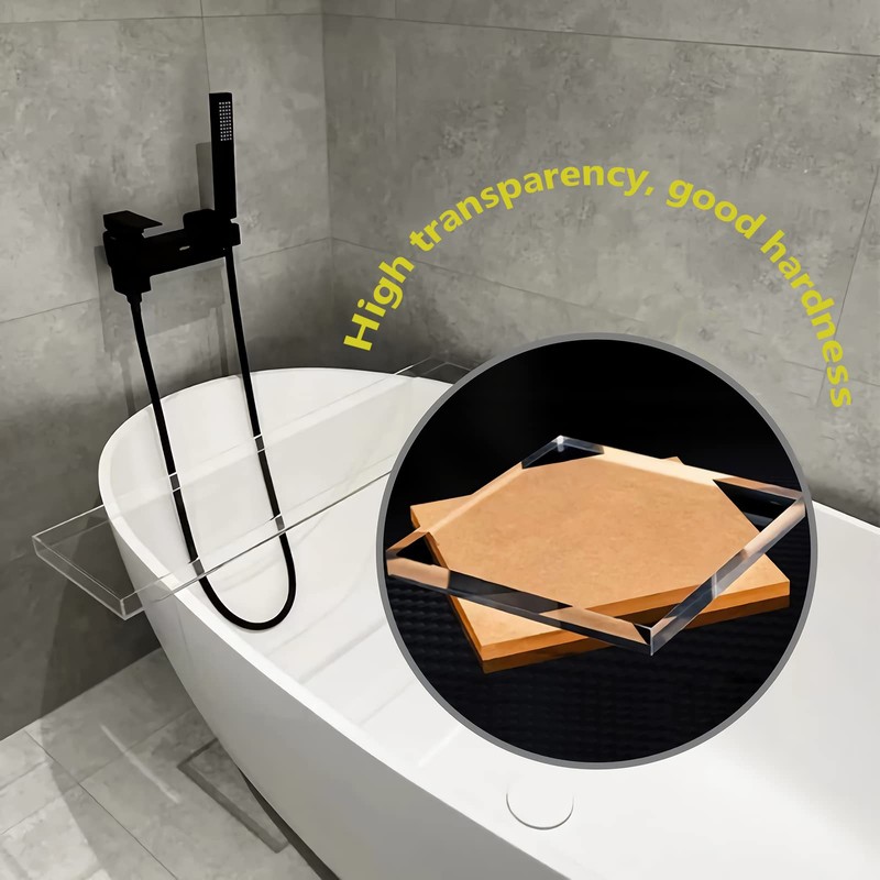 CXNGD Bathtub Tray Table, Clear Acrylic, Anti-Slip Bath Caddy, 32.3