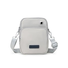 Wowcarbazole Women's Shoulder Bag, Smartphone Pouch, Cross-body Bag, Lightweight, Mini Shoulder Bag, Smartphone Pochette, Nylon Bag, For Walks, Outings, gray (light gray)