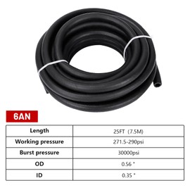 6AN 3/8" LS Swap EFI Fuel Line Fitting Kit, EFI LS Fuel Injection Line NBR Rubber Fuel Hose 25FT with 14 pcs AN6 Swivel Fuel Hose Fitting Adapter Kit