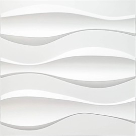 Art3d 19.7" x 19.7" (Pack Of 12) Wall Panel Wave, White