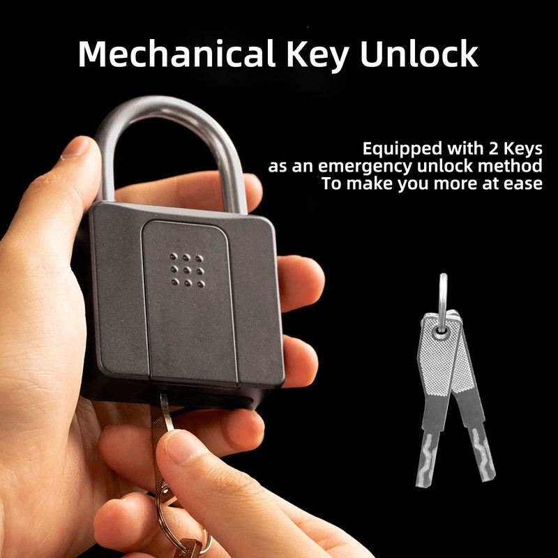 Fingerprint Padlock, Pothunder Smart Lock with APP Fingerprint Key, Keyed