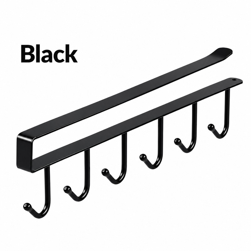 6-Hook Under-Shelf Mug Holder for Kitchen Storage – Slide-On Stainless
