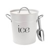 3Qt White Galvanized Ice Bucket with Lid, Scoop & Handles