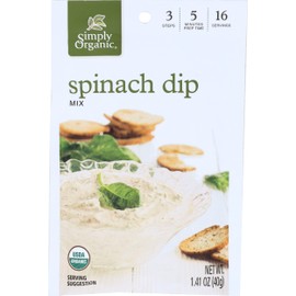 Simply Organic Spinach Dip Mix, USDA Certified Organic, 1.41 Ounce (Pack of 12)