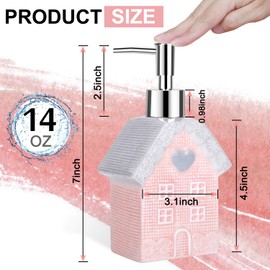 Soap Dispensers Pump,Ceramic Refillable Bottles Soap Dispenser Bottles,for Liquid Soap, Shampoo, Body Wash,,Hand Dispenser ,with 2 Removable Pump Head,400ml,14oz